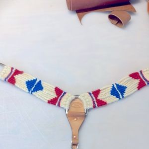 Red white and blue horse breast collar